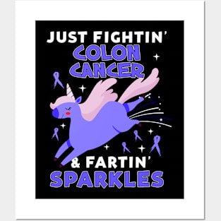 colon cancer funny unicorn farting sparkles Posters and Art